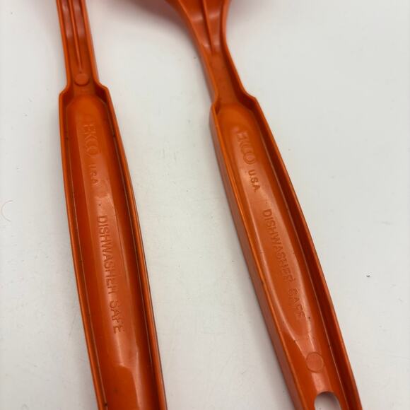 Vintage EKCO USA Orange Nylon Spatula & Fork Utensil Set Dishwasher Safe - Picture 3 of 3